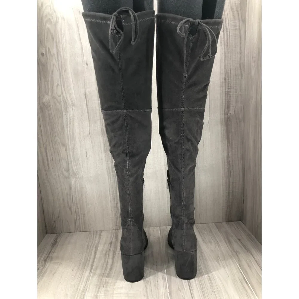 Unisa OTK Boots Womens 6.5 Dedrii Gray Faux Suede Over The Knee Pull On